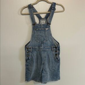 Lee Denim Shortalls Womens XS Blue Overalls Shorts Workwear Stretch Y2K Vintage